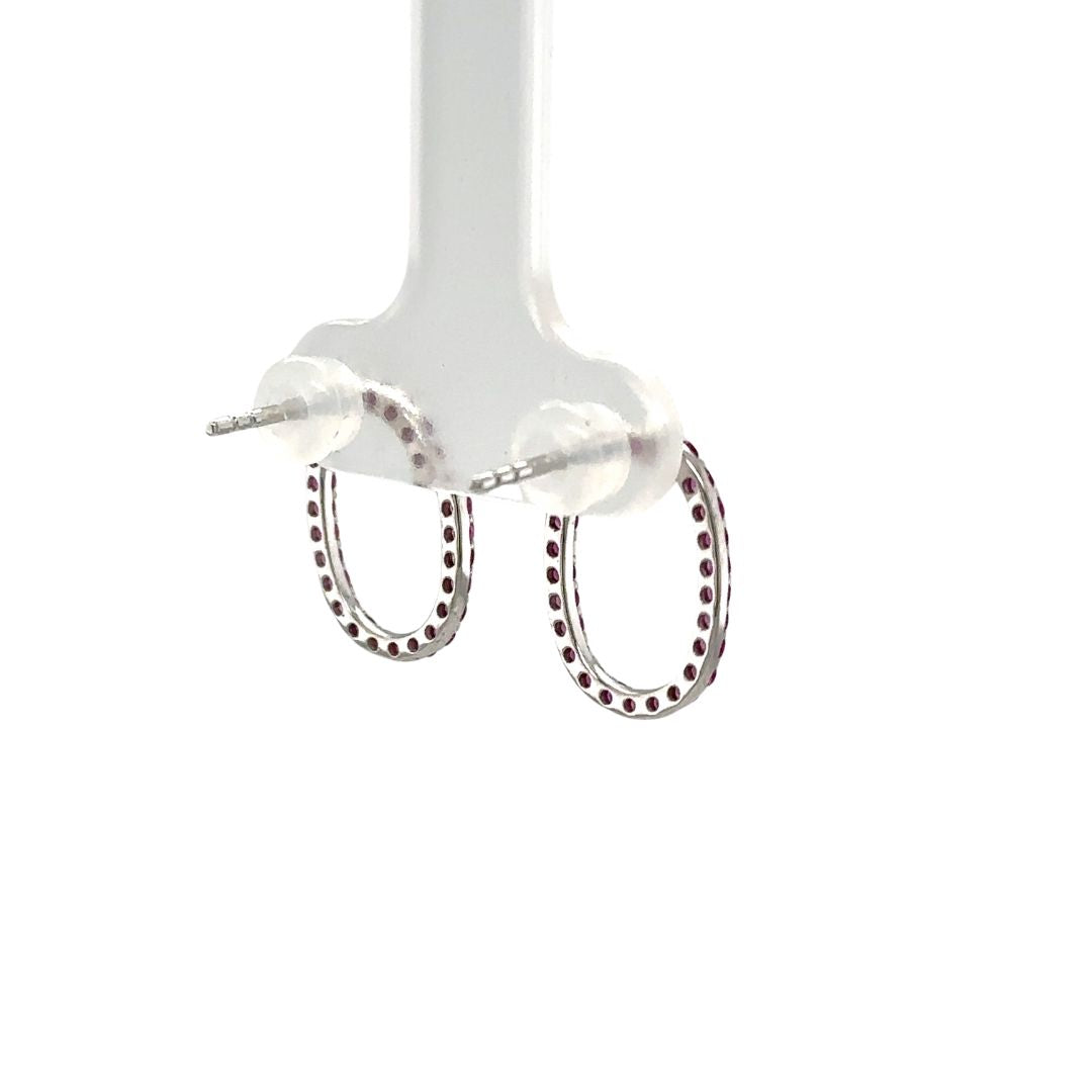 Oval Tennis Gold Pink Sapphire Earrings