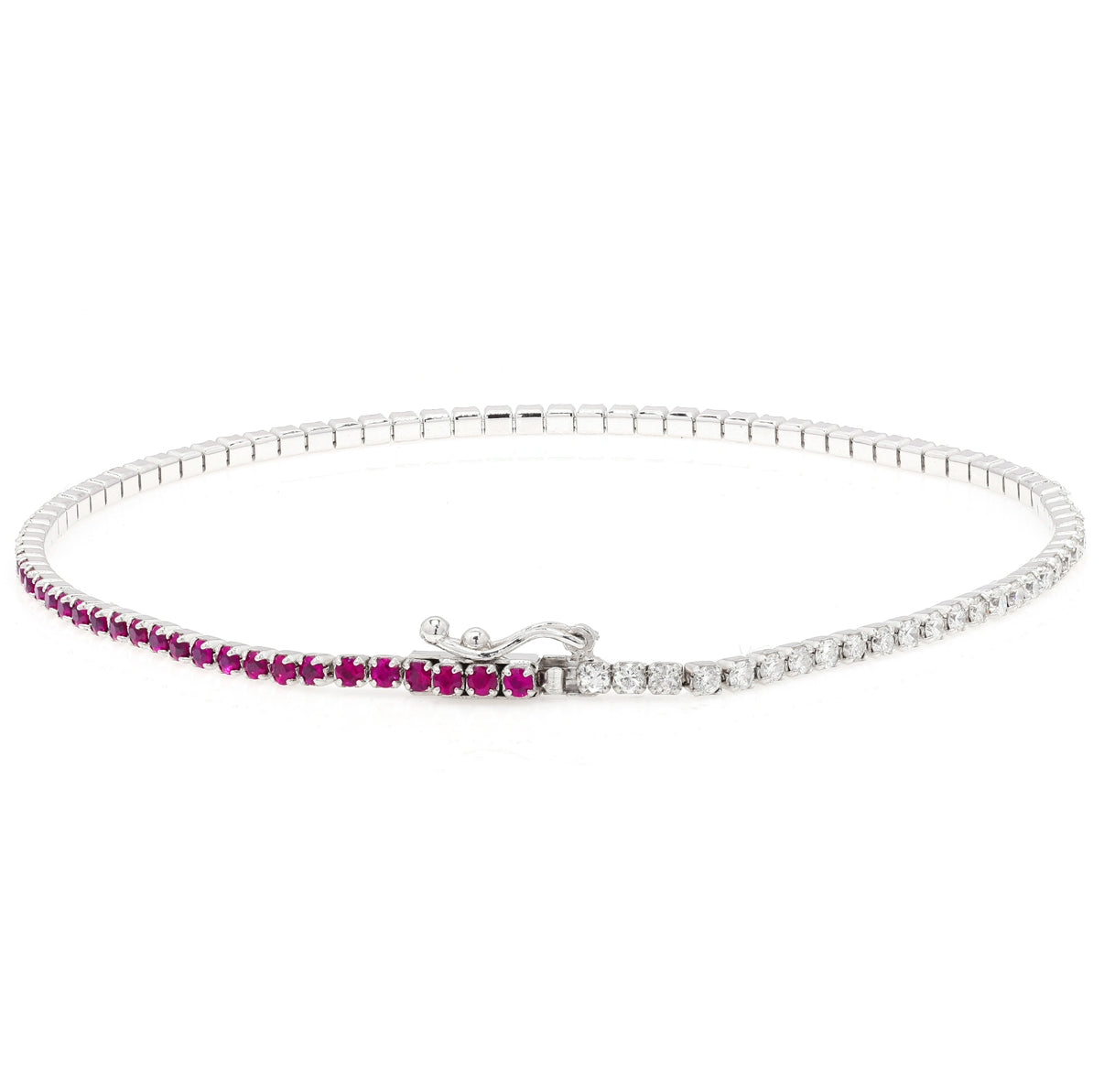 Half and Half Pink Sapphire Tennis Bracelet