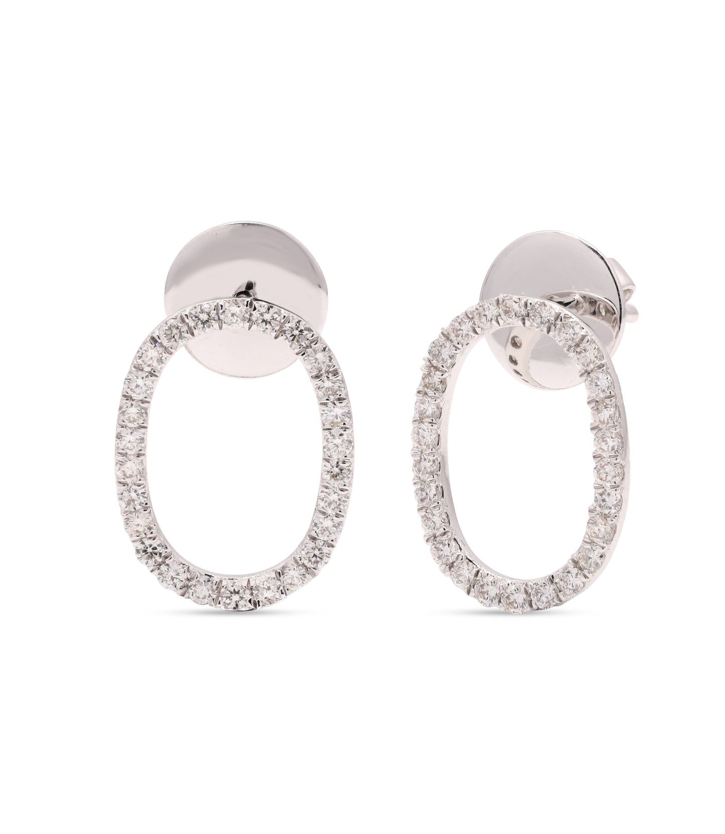 Oval Tennis White Gold Diamond Earrings