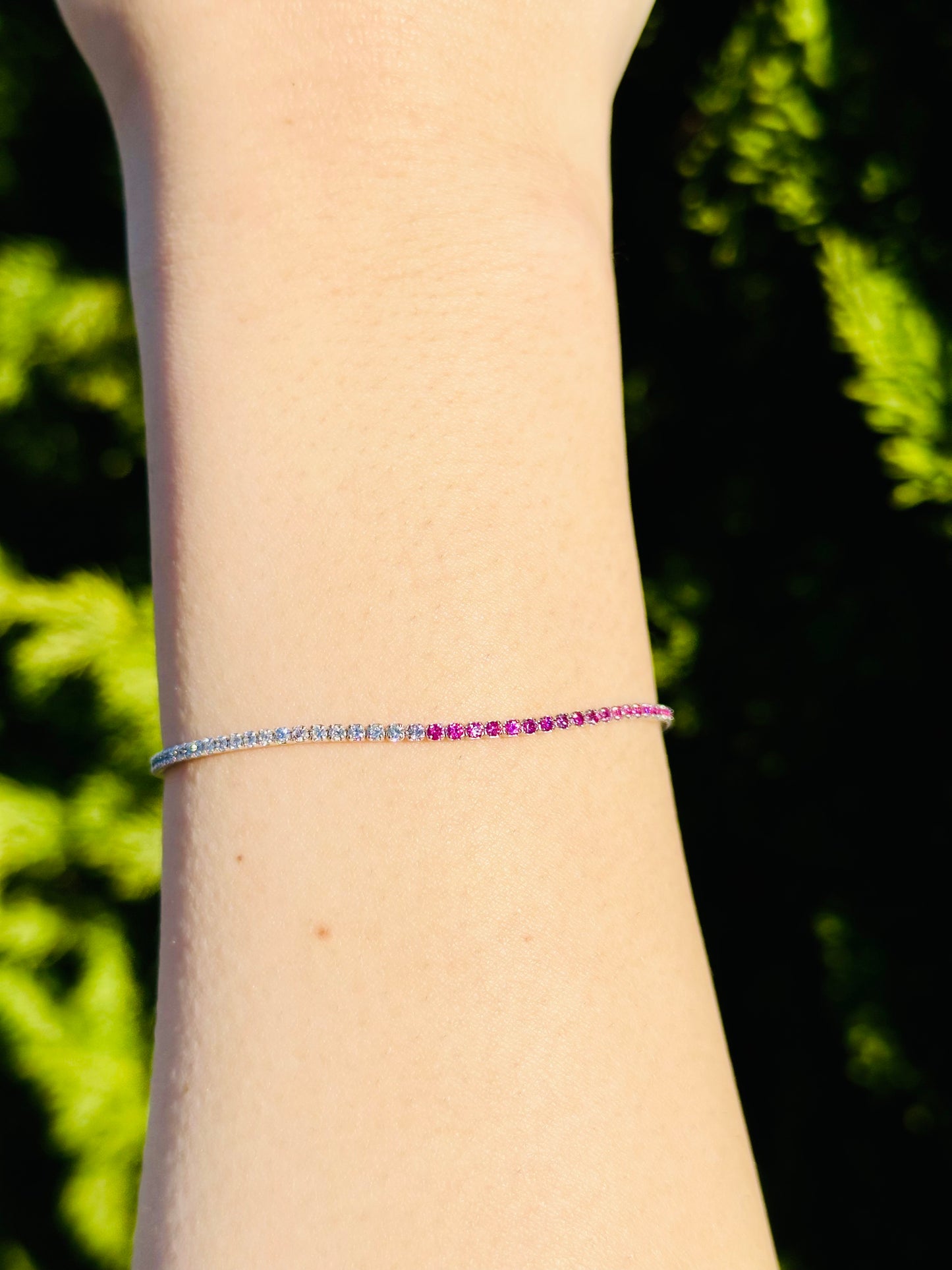 Half and Half Pink Sapphire Tennis Bracelet