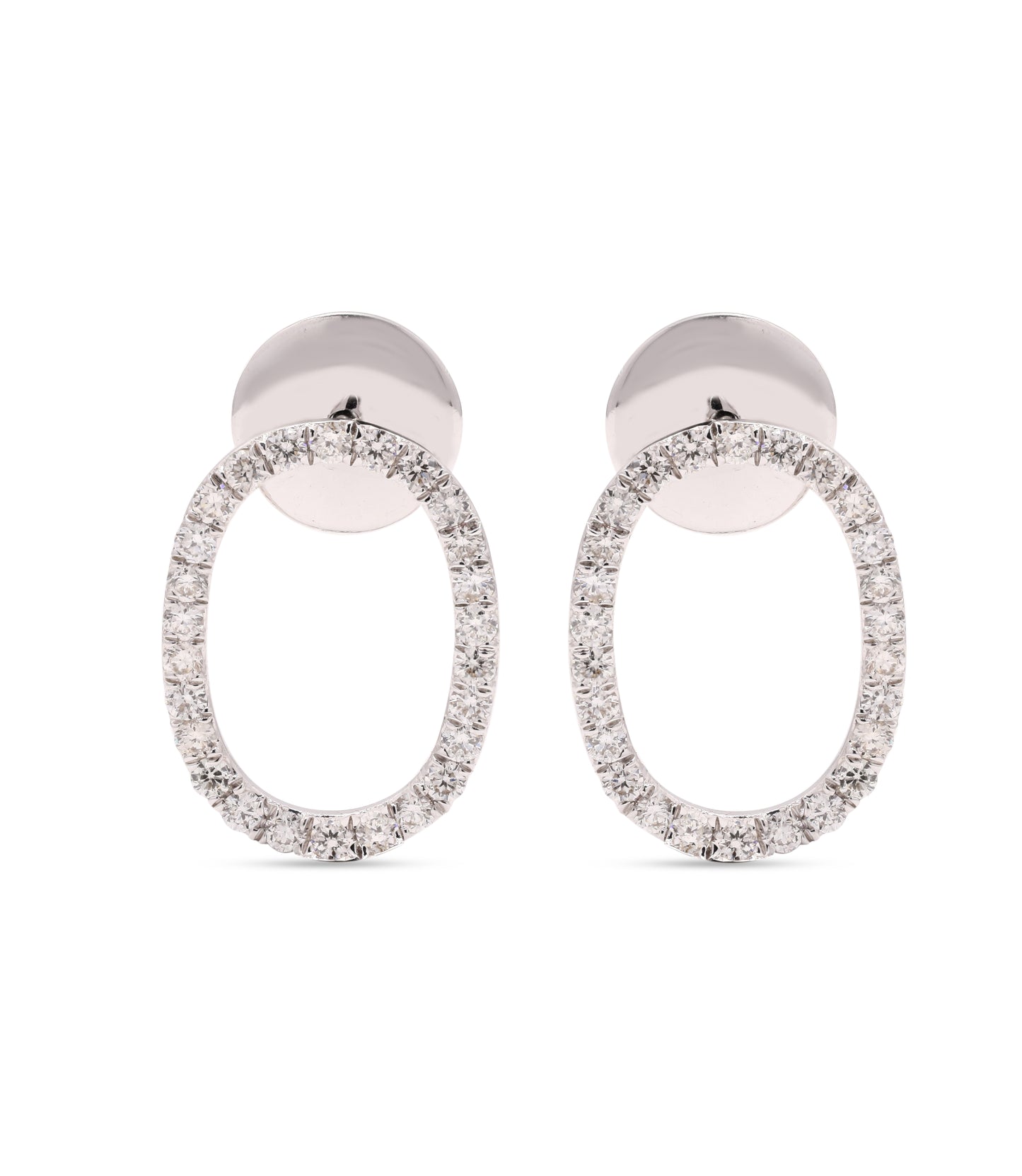 Oval Tennis White Gold Diamond Earrings