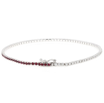 Half and Half Ruby Tennis Bracelet