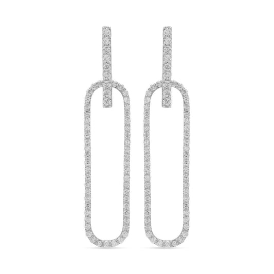 Experience the epitome of modern sophistication with our Ace Paperclip Earrings, meticulously crafted from luminous 18k white gold and adorned with dazzling diamonds