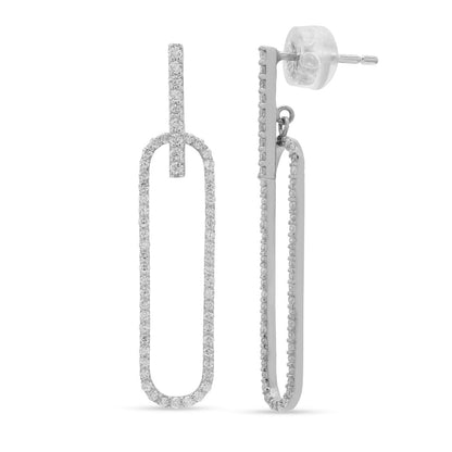 Ace Paperclip Earrings White Gold