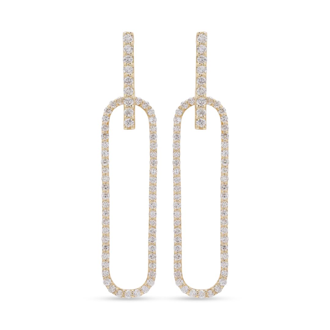 Indulge in the epitome of modern sophistication with our Ace Paperclip Earrings, crafted from radiant 18k yellow gold and studded with dazzling diamonds.