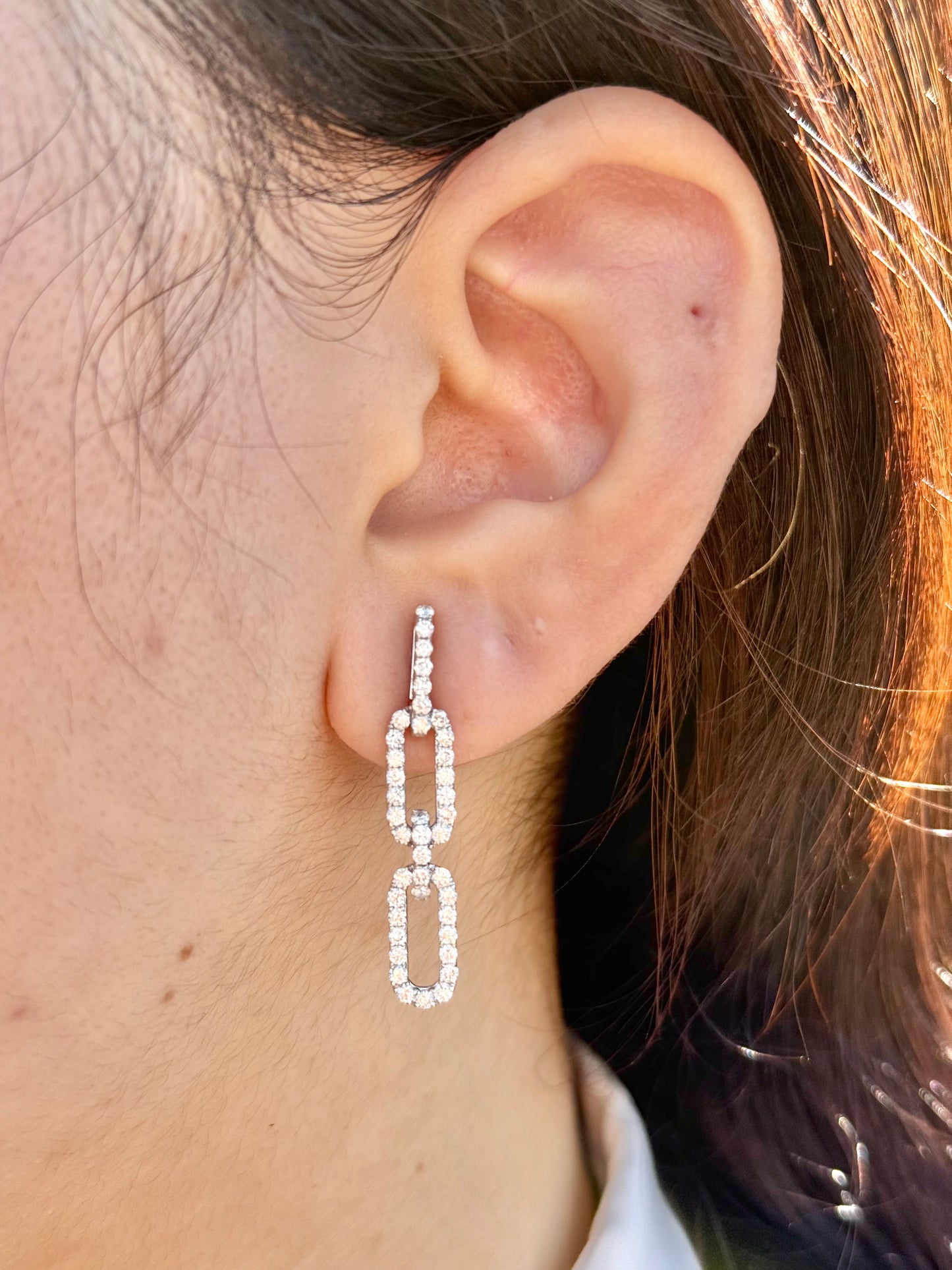 Diamond Paperclip Earrings
