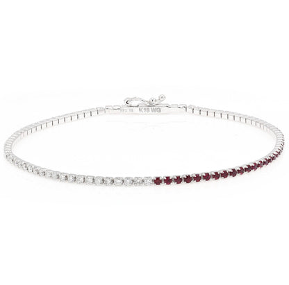 Half and Half Ruby Tennis Bracelet