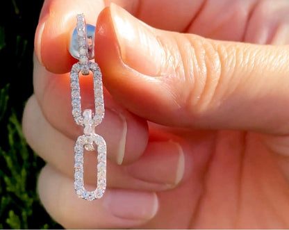 Diamond Paperclip Earrings