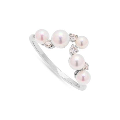 Alternating Pearl Dia Ring