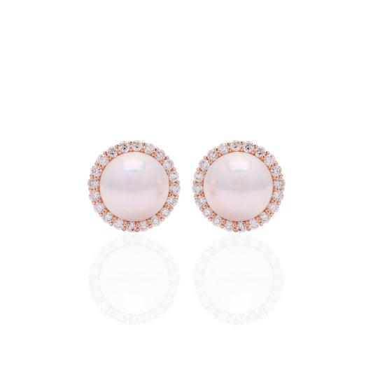 Rose Gold Akoya Pearl Studs