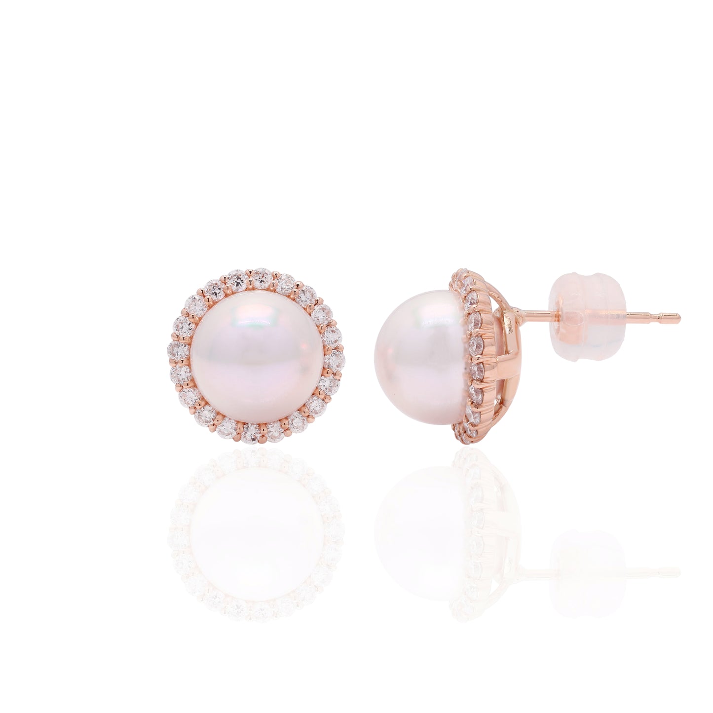 Rose Gold Akoya Pearl Studs