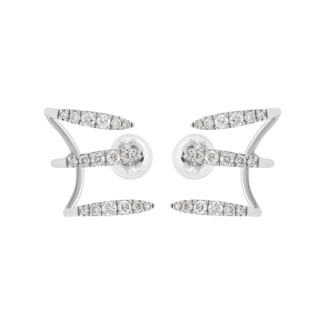 Embrace the allure of modern sophistication with our stunning 18K White Gold Diamond Triple Ear Cuffs. 