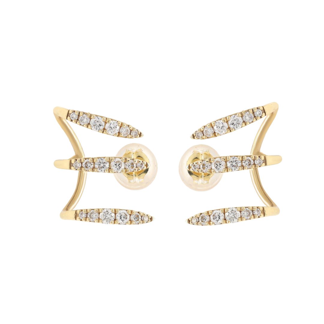 Step into a world of sophistication and timeless elegance with our exquisite 18K Gold Diamond Triple Ear Cuffs