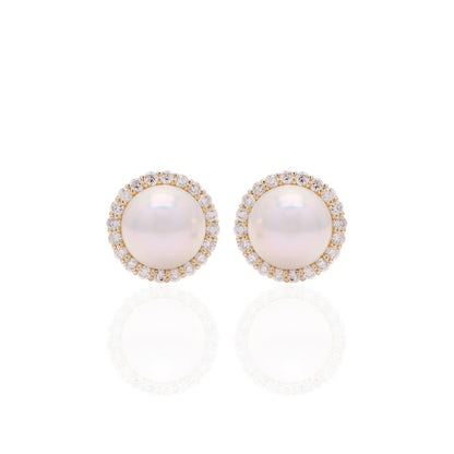 Yellow Gold Akoya Pearl Studs