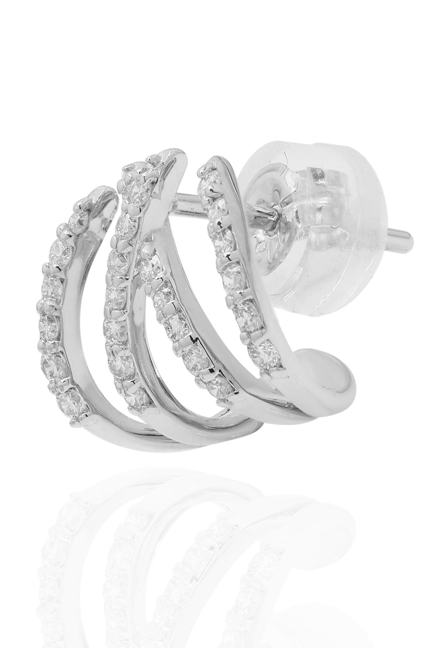 18k White Gold Ear Cuffs. No Plating, Solid Gold. Natural Diamond Ear Wraps. Crisscross Design Earrings. April Birthstone Jewelry For Her