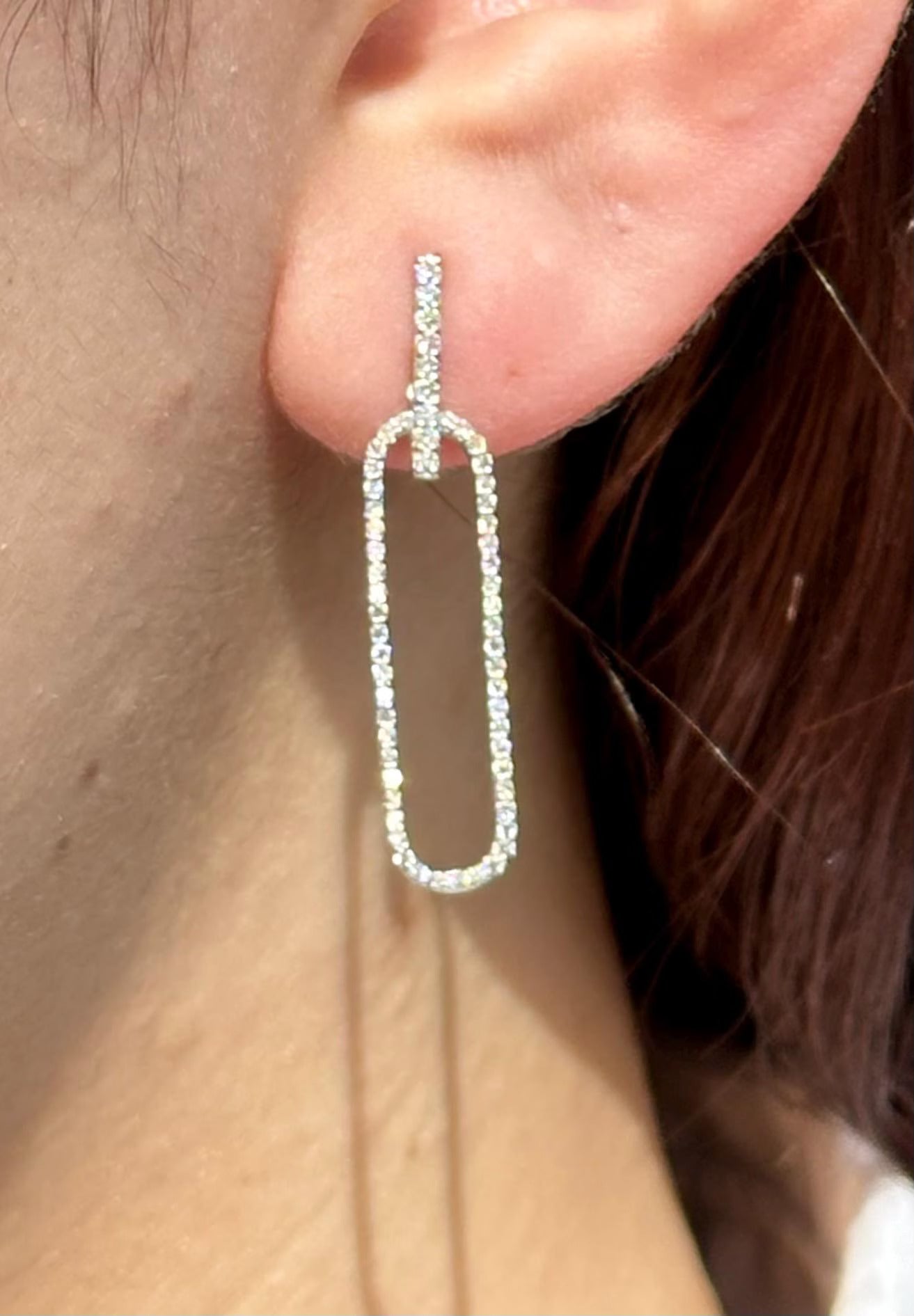 Ace Paperclip Earrings White Gold