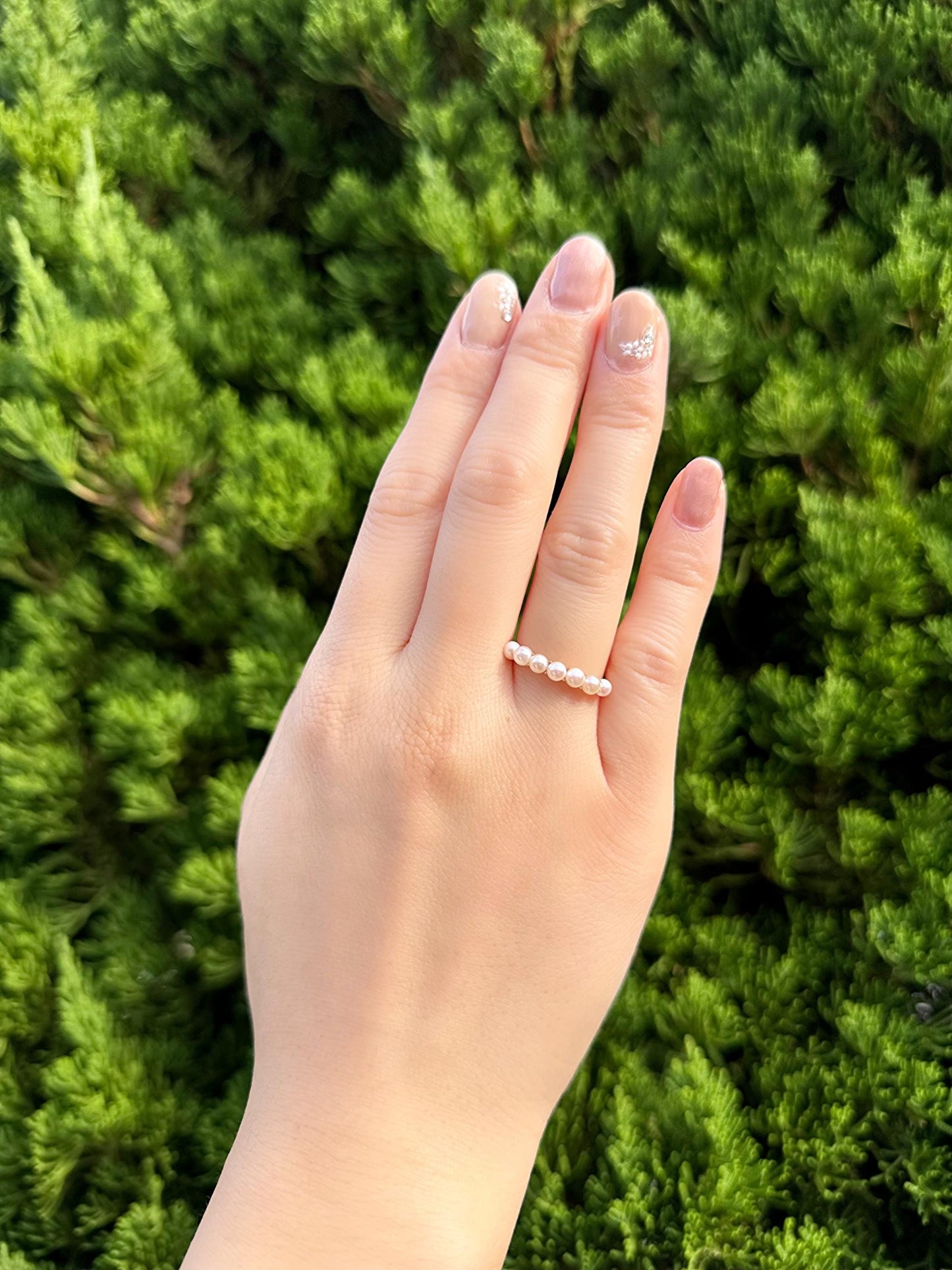 18K Yellow Gold Ocean's Seven Pearl Ring. June Birthstone Ring, Elegant Bridal Jewelry Gift, Wedding Diamond Ring For Her, Jewelry For Mom