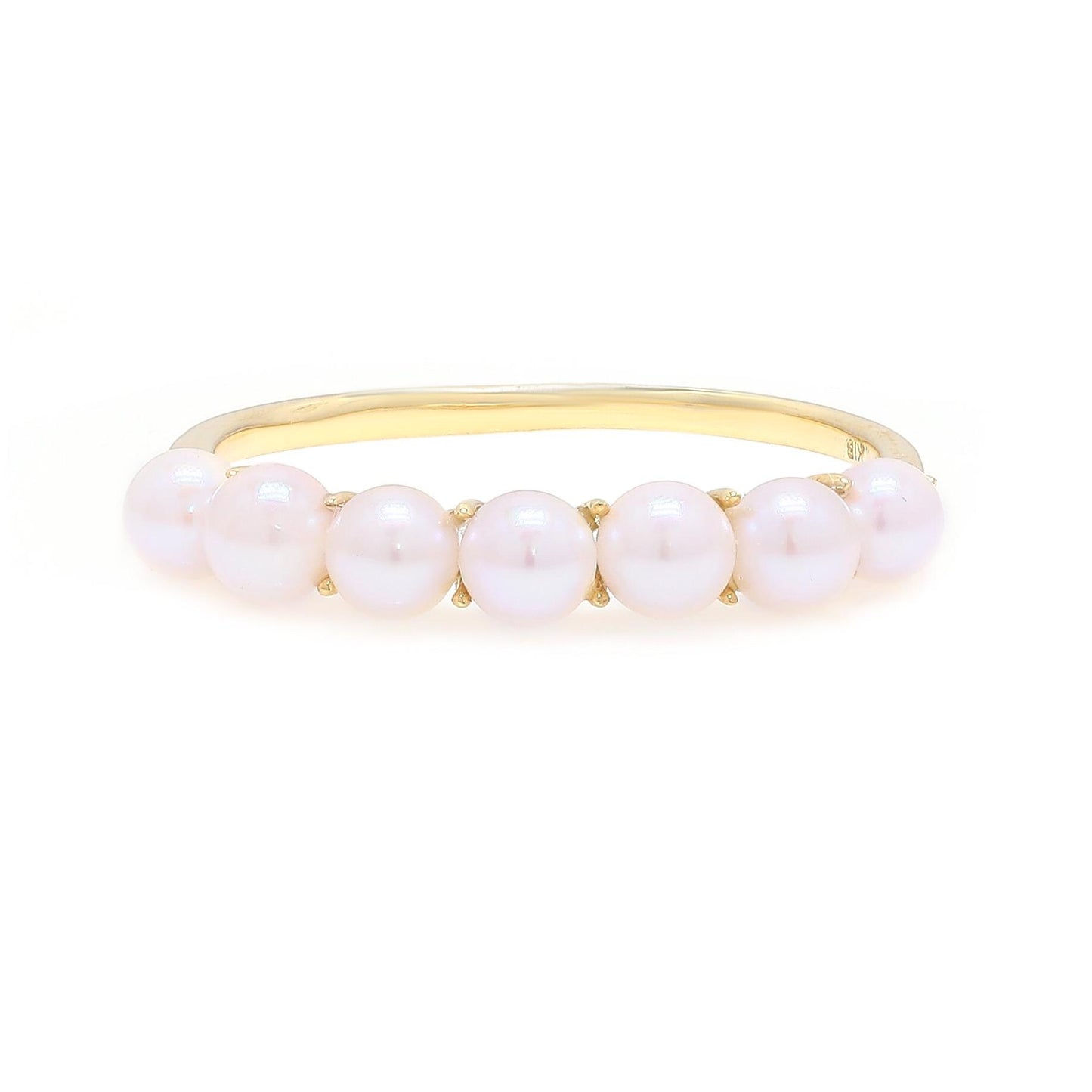 18K Yellow Gold Ocean's Seven Pearl Ring. June Birthstone Ring, Elegant Bridal Jewelry Gift, Wedding Diamond Ring For Her, Jewelry For Mom