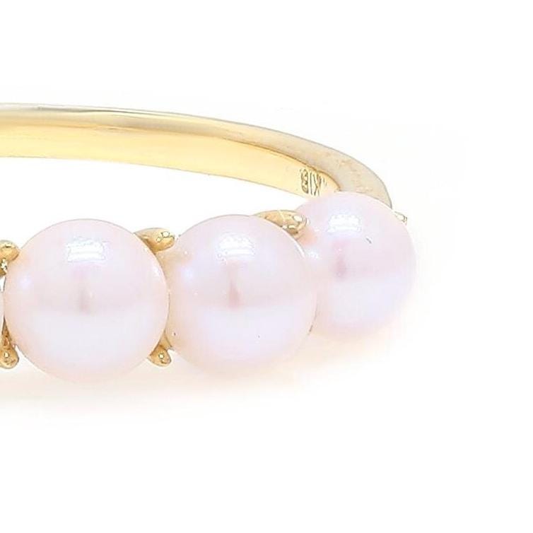 18K Yellow Gold Ocean's Seven Pearl Ring. June Birthstone Ring, Elegant Bridal Jewelry Gift, Wedding Diamond Ring For Her, Jewelry For Mom