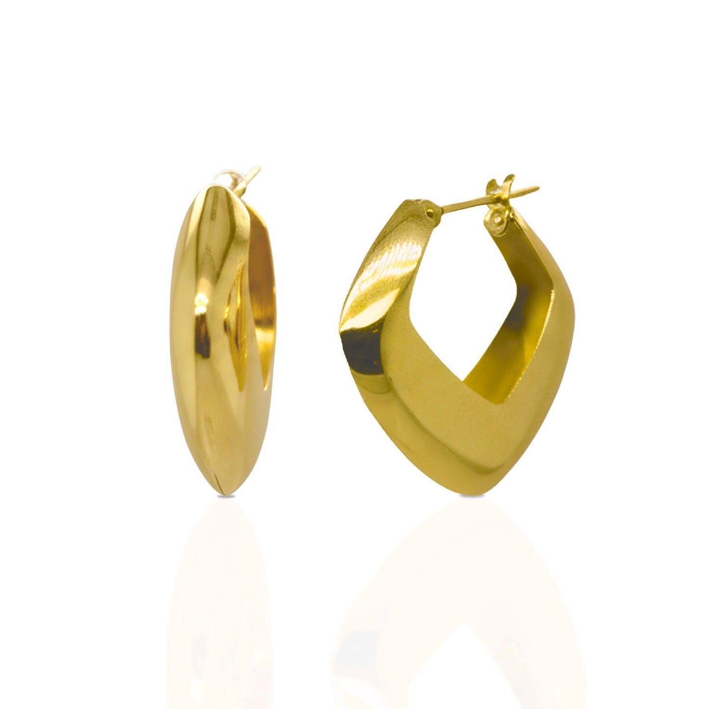 18K Yellow Gold Square Hoop Earrings, Not Plated or Coated, Minimalist Earrings, Luxury Jewelry Gift. Geometric Earrings. Unique Huggies