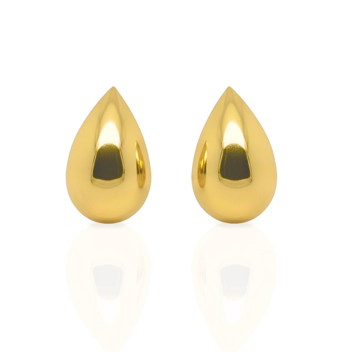 18K Yellow Gold Teardrop Stud Earrings, No Plating or Coating, Luxury Jewelry For Her. Mothers Day Jewelry for Mom. Graduation Gift for Her