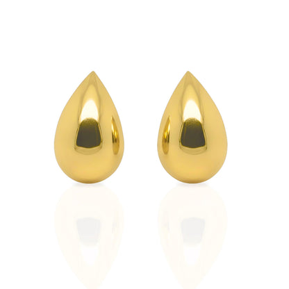 18K Yellow Gold Teardrop Stud Earrings, No Plating or Coating, Luxury Jewelry For Her. Mothers Day Jewelry for Mom. Graduation Gift for Her