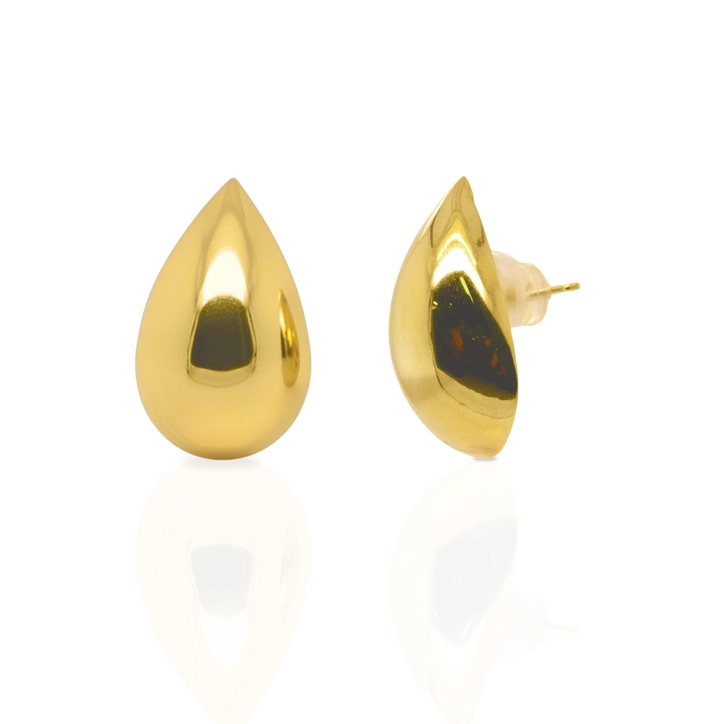 18K Yellow Gold Teardrop Stud Earrings, No Plating or Coating, Luxury Jewelry For Her. Mothers Day Jewelry for Mom. Graduation Gift for Her
