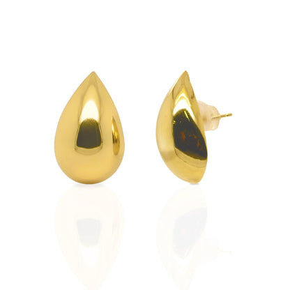 18K Yellow Gold Teardrop Stud Earrings, No Plating or Coating, Luxury Jewelry For Her. Mothers Day Jewelry for Mom. Graduation Gift for Her