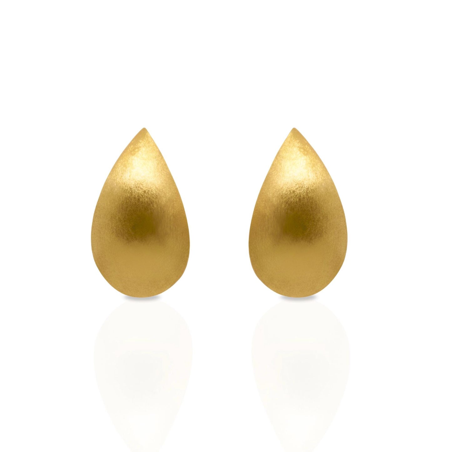 18K Yellow Gold Teardrop Stud Earrings, Matte Teardrop Studs, No Plating or Coating. Bridal Earrings, Wedding Jewelry, Mothers day gift.