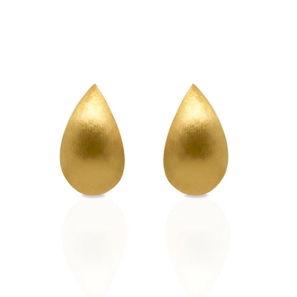 18K Yellow Gold Teardrop Stud Earrings, Matte Teardrop Studs, No Plating or Coating. Bridal Earrings, Wedding Jewelry, Mothers day gift.