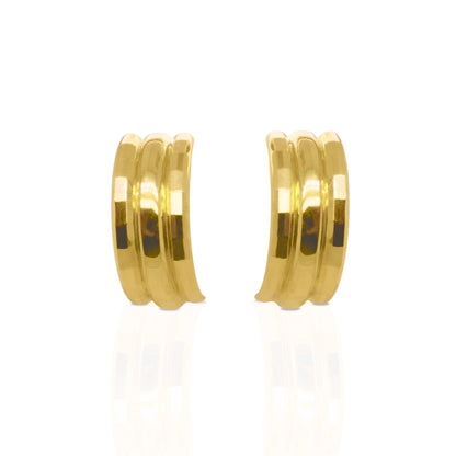 18K Yellow Gold Triple-Band Hoop-Style Earrings, Not Plated or Filled; Luxury Jewelry for Her. Mothers Day Gift for Mom