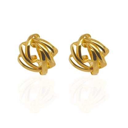 18K Yellow Gold Knot Earrings, Minimalist Gold Studs, No Plating or Coating, Everyday Luxury Earrings. Gift for Mom, Bridal Earrings