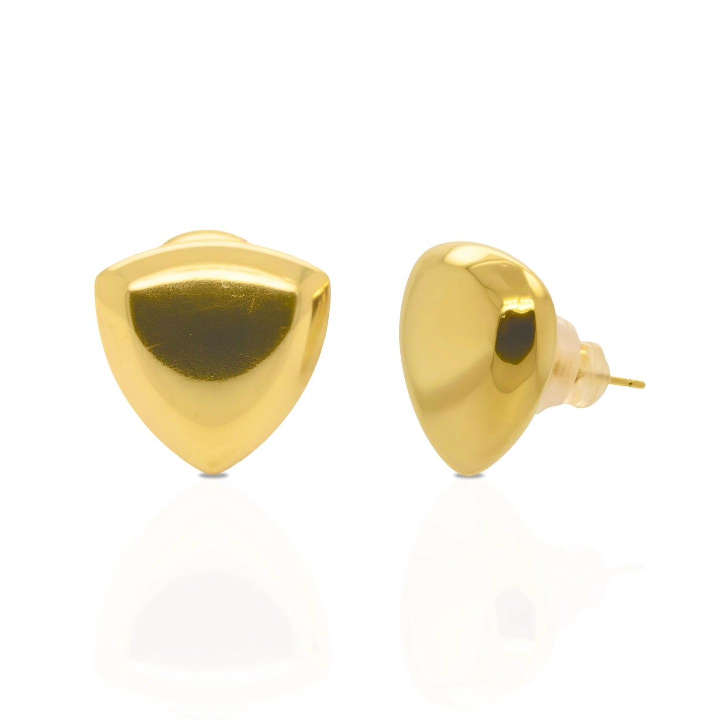 18K Yellow Gold Triangle Stud Earrings, Geometric Gold Studs, No Plating or Coating, Luxury Minimal Jewelry For Her. Graduation Gift for Her