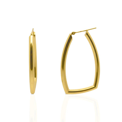 18K Yellow Gold Geometric Hoop Earrings, Statement Gold Hoops, Trapezoid Hoops. Modern Square Earrings, No Plating or Coating, Gift for Her