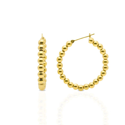 18K Yellow Gold Disco Ball Hoop Earrings, Luxury Earrings, No Plating or Coating, Earrings for Her. Mothers Day Gift for Mom. Bridal Jewelry