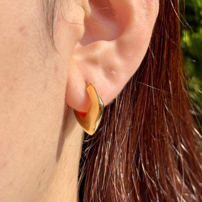 18K Yellow Gold Square Hoop Earrings, Not Plated or Coated, Minimalist Earrings, Luxury Jewelry Gift. Geometric Earrings. Unique Huggies