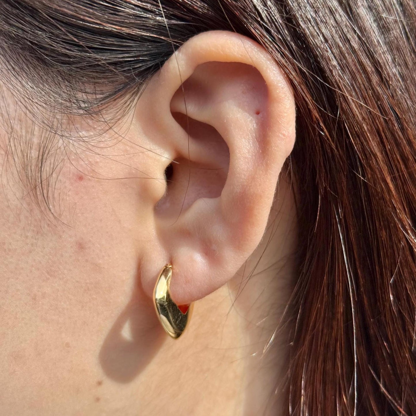 18K Yellow Gold Square Hoop Earrings, Not Plated or Coated, Minimalist Earrings, Luxury Jewelry Gift. Geometric Earrings. Unique Huggies
