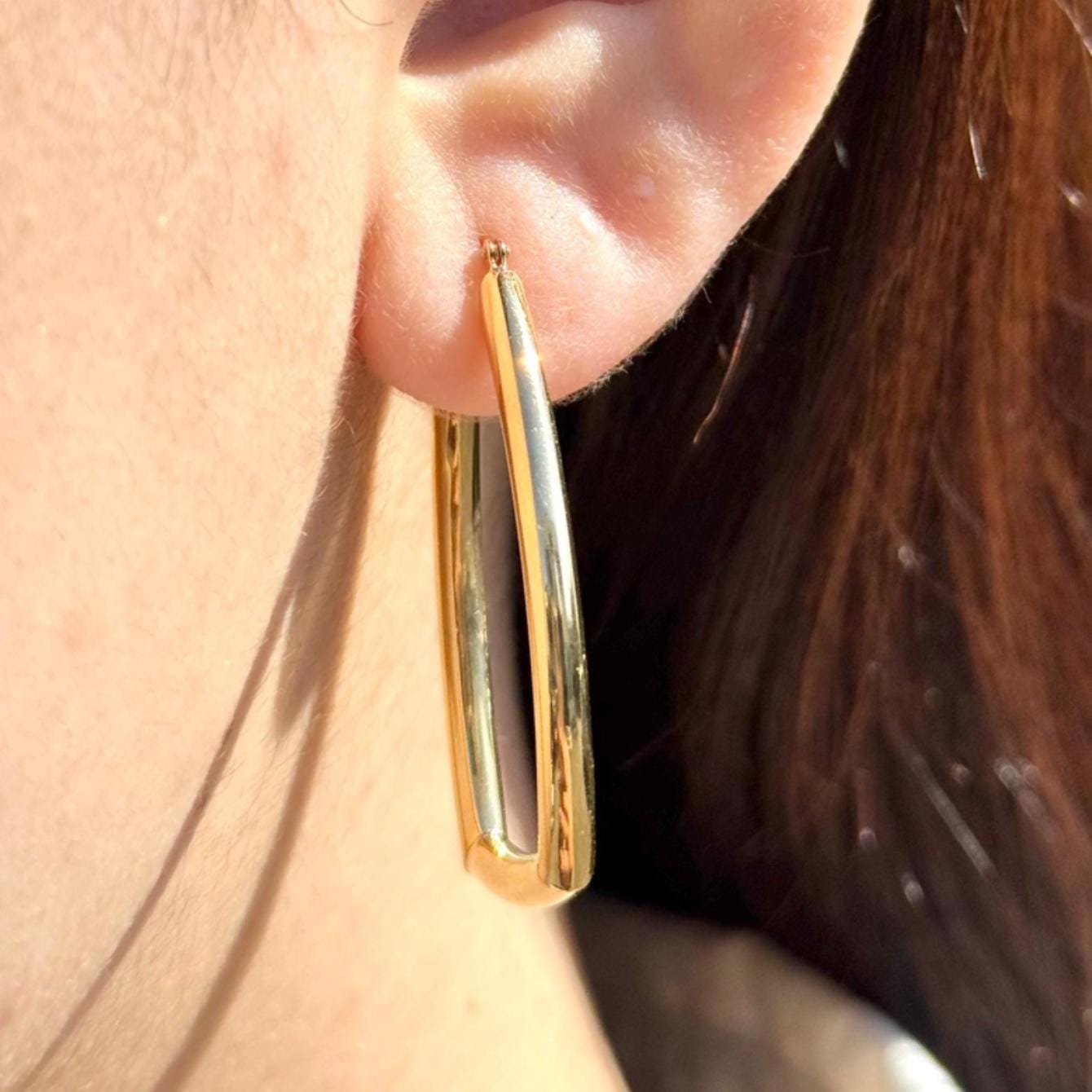 18K Yellow Gold Geometric Hoop Earrings, Statement Gold Hoops, Trapezoid Hoops. Modern Square Earrings, No Plating or Coating, Gift for Her