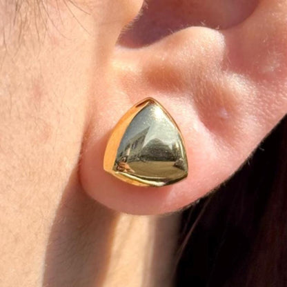18K Yellow Gold Triangle Stud Earrings, Geometric Gold Studs, No Plating or Coating, Luxury Minimal Jewelry For Her. Graduation Gift for Her