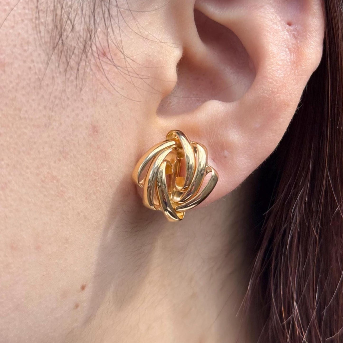 18K Yellow Gold Knot Earrings, Minimalist Gold Studs, No Plating or Coating, Everyday Luxury Earrings. Gift for Mom, Bridal Earrings