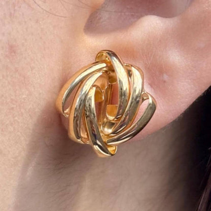 18K Yellow Gold Knot Earrings, Minimalist Gold Studs, No Plating or Coating, Everyday Luxury Earrings. Gift for Mom, Bridal Earrings
