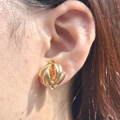 18K Yellow Gold Knot Earrings, Minimalist Gold Studs, No Plating or Coating, Everyday Luxury Earrings. Gift for Mom, Bridal Earrings