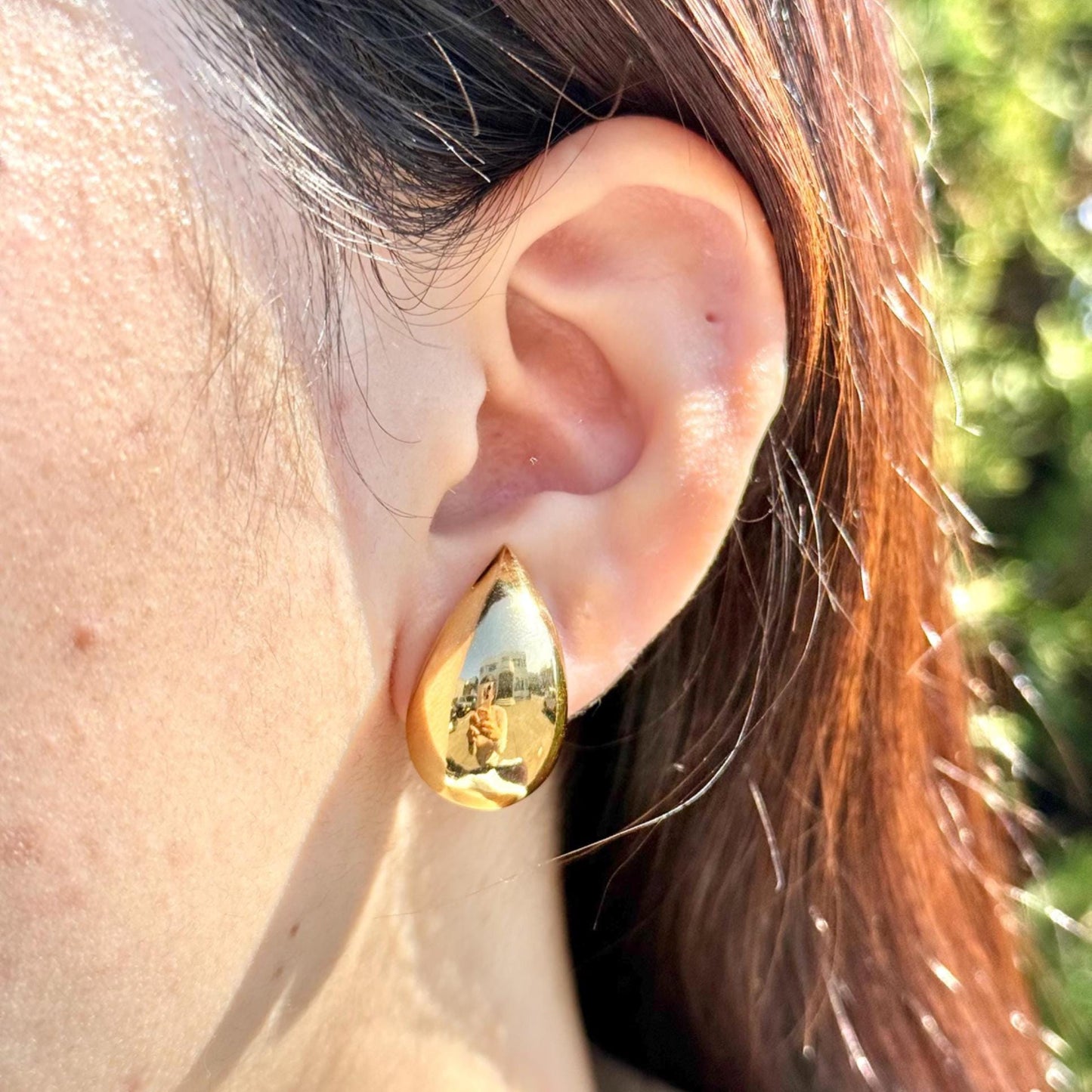 18K Yellow Gold Teardrop Stud Earrings, No Plating or Coating, Luxury Jewelry For Her. Mothers Day Jewelry for Mom. Graduation Gift for Her