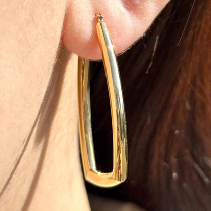 18K Yellow Gold Geometric Hoop Earrings, Statement Gold Hoops, Trapezoid Hoops. Modern Square Earrings, No Plating or Coating, Gift for Her