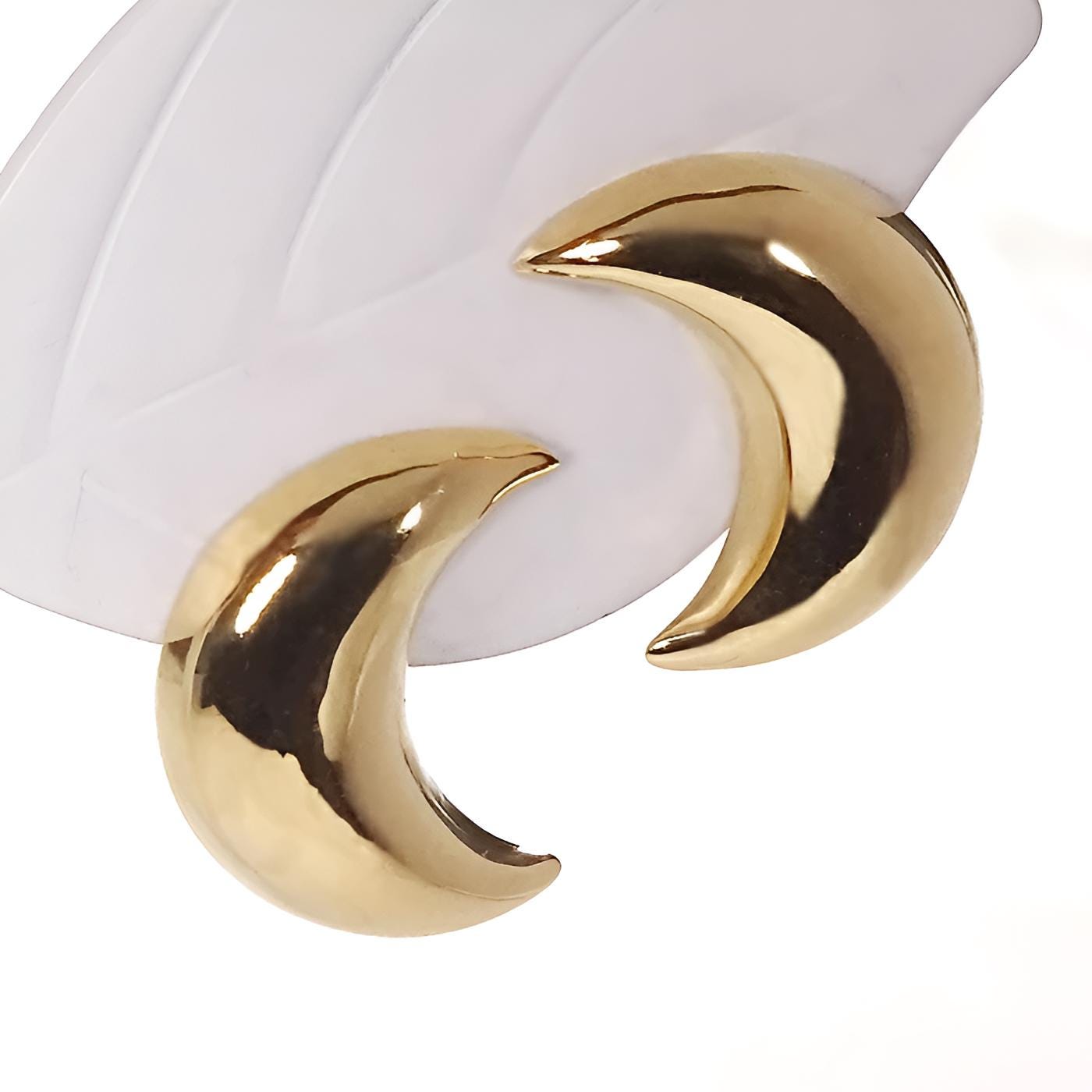 18K Yellow Gold Crescent Claw Stud Earrings, No Plating or Coating, Sculptural Minimal Jewelry For Her, Graduation Gift for Her.