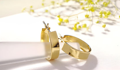 18K Gold Huggies Hoop Earrings, No Plating or Coating, Statement Jewelry For Her. Graduation Gift for Her. Luxury Huggies. Sturdy Earrings