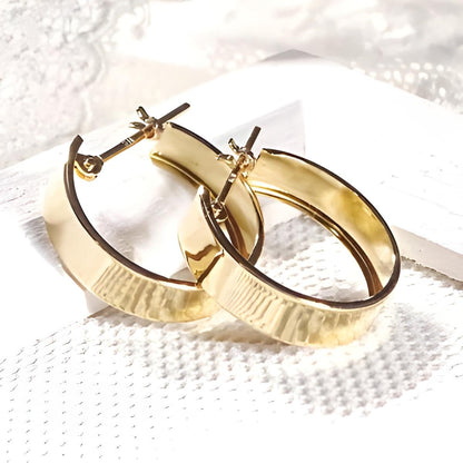 18K Gold Huggies Hoop Earrings, No Plating or Coating, Statement Jewelry For Her. Graduation Gift for Her. Luxury Huggies. Sturdy Earrings