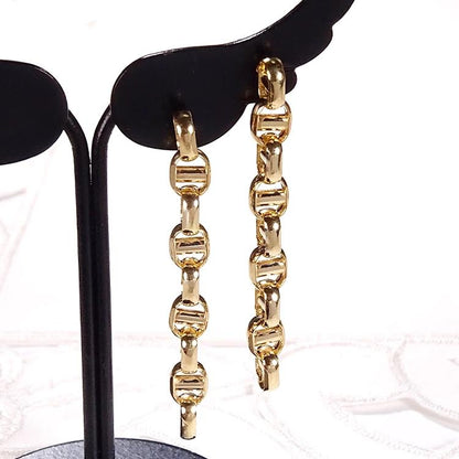 18K Yellow Gold Chain Drop Earrings, No Plating or Coating, Modern Minimal Jewelry. Anniversary Gift for Her