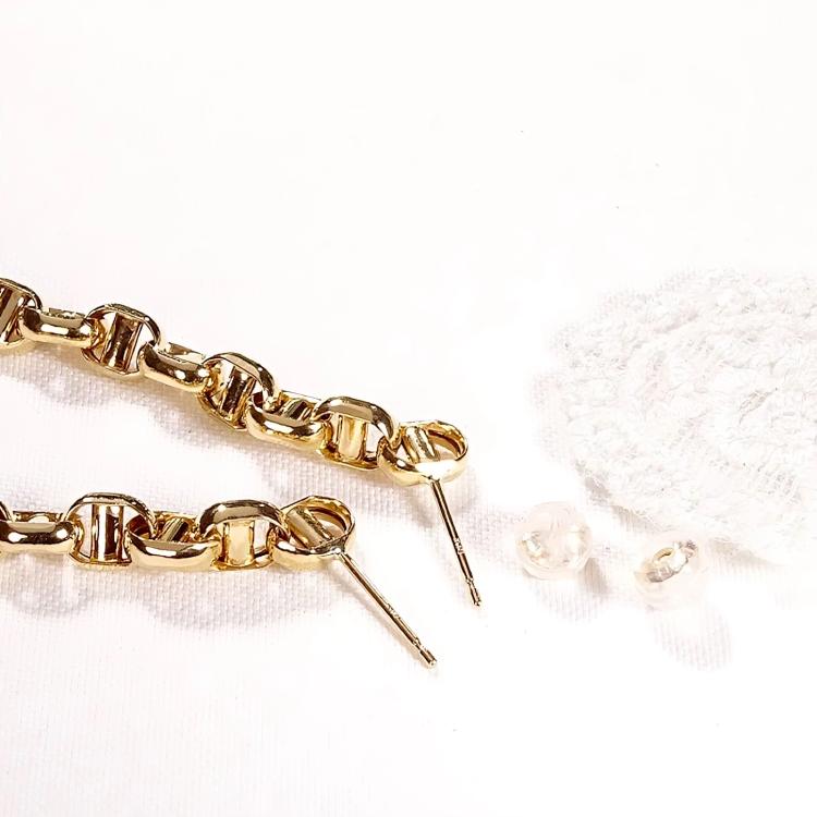 18K Yellow Gold Chain Drop Earrings, No Plating or Coating, Modern Minimal Jewelry. Anniversary Gift for Her