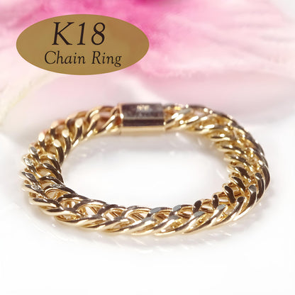 18K Cuban Chain Link Ring, Minimalist Statement Ring, Birthday Jewelry For Her. Stackable Gold Rings, Luxury Ring. Long Lasting - no plating